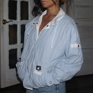 90s Innovations by Izzi Baby Blue and White Windbreaker